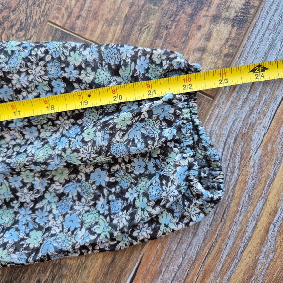 Maje Renaza Floral Sheer Chiffon Tiered Midi Dress Long Sleeve Metallic Blue - Picture 12 of 16